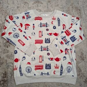 NWOT LA Soul London England Icons Women's Sweatshirt Red Blue XL Anglophile